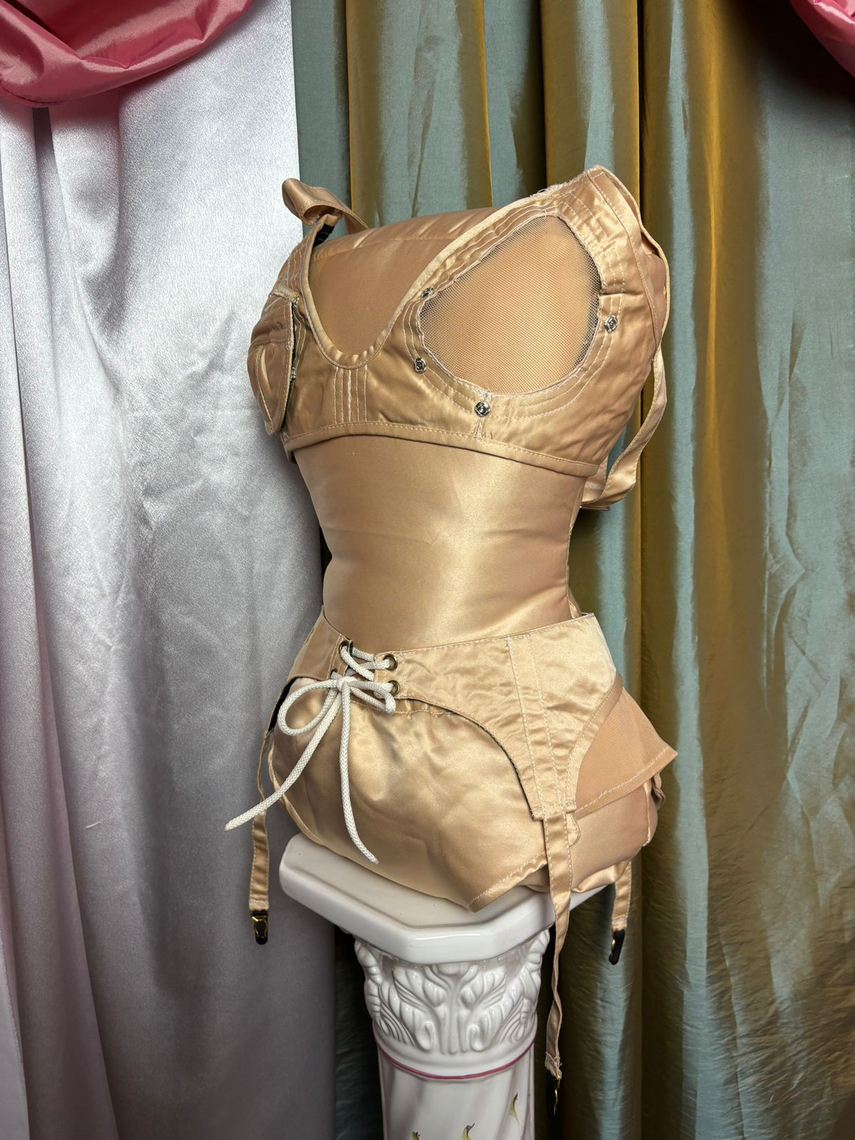 Beige Burlesque Corset Set SALE
